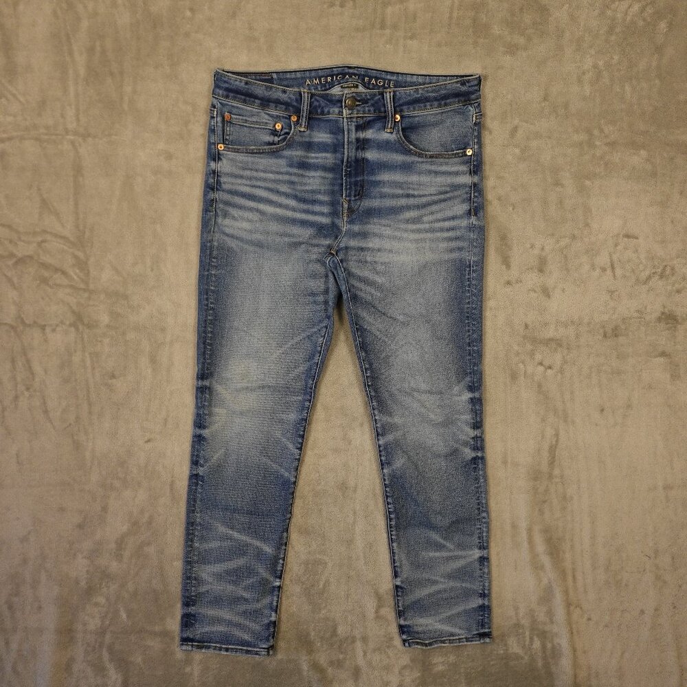 American Eagle AirFlex+ Athletic Straight Jeans Men’s 34x34 Light Wash Denim